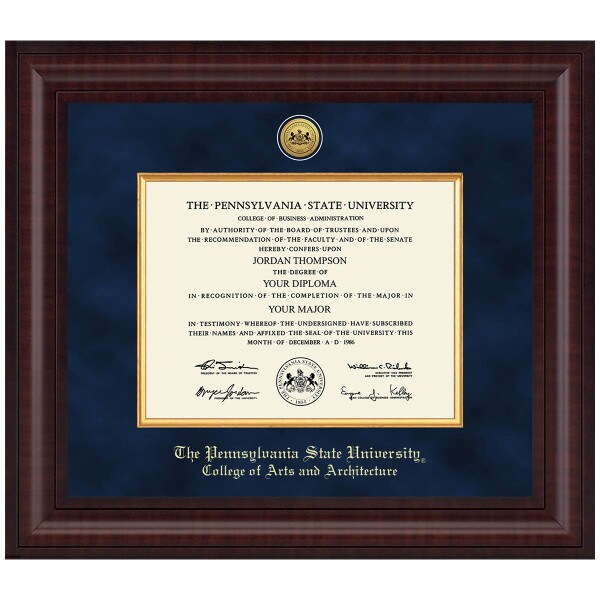 #109 College of Arts and Architecture diploma frame Presidential in Premier (Chestnut)